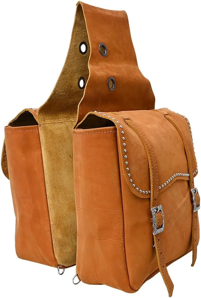HILASON Soft Leather Horse Saddle Bag Tan | Equestrian Western Leather Saddle Bag | Adjustable Closure Saddle Bag