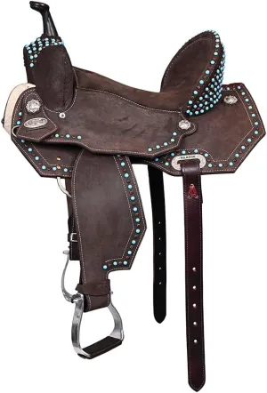 HILASON Western Horse Flex Tree Barrel Trail in Western Leather Saddle Brown | Leather Saddle | Western Saddle | Saddle for Horses | Horse Saddle Western