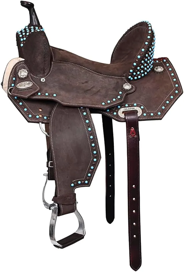 HILASON Western Horse Flex Tree Barrel Trail in Western Leather Saddle Brown | Leather Saddle | Western Saddle | Saddle for Horses | Horse Saddle Western