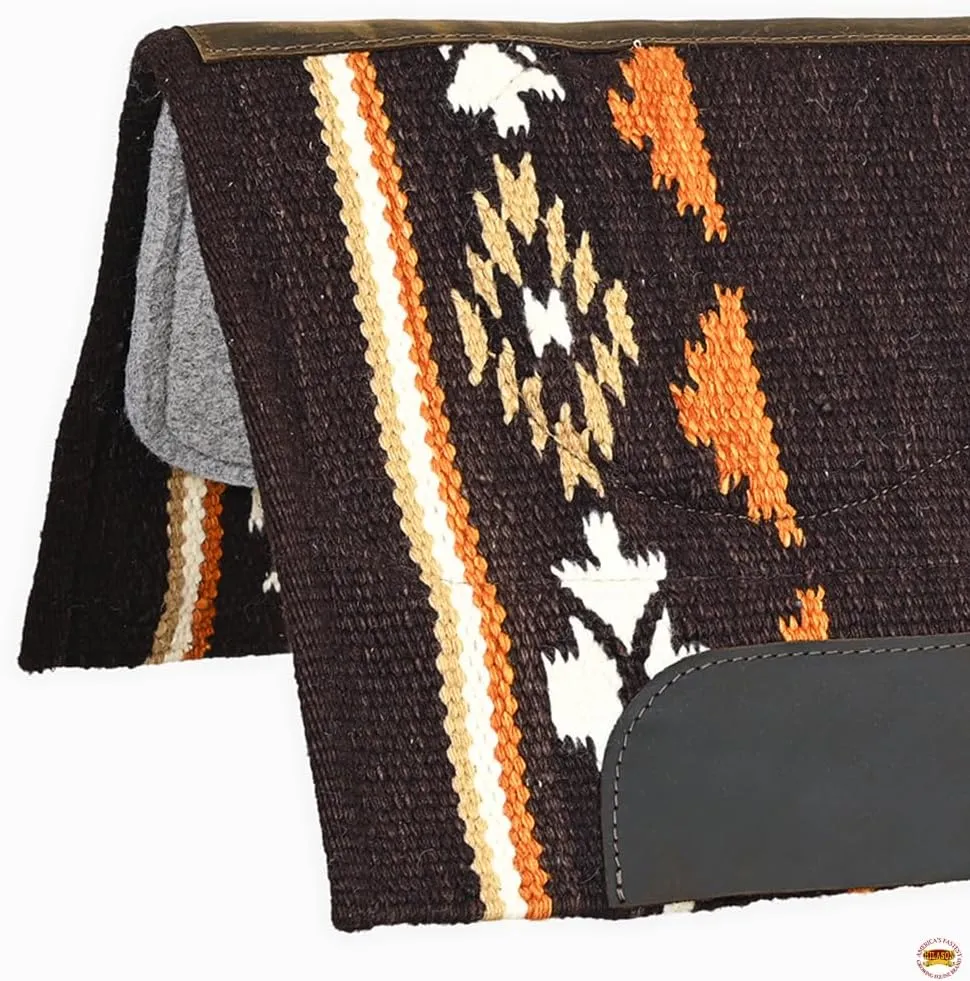 HILASON Western Horse Saddle Blanket Wool Pad 34"x36" | Western Saddle Pad | Wool Saddle Blanket | Horse Saddle Pad