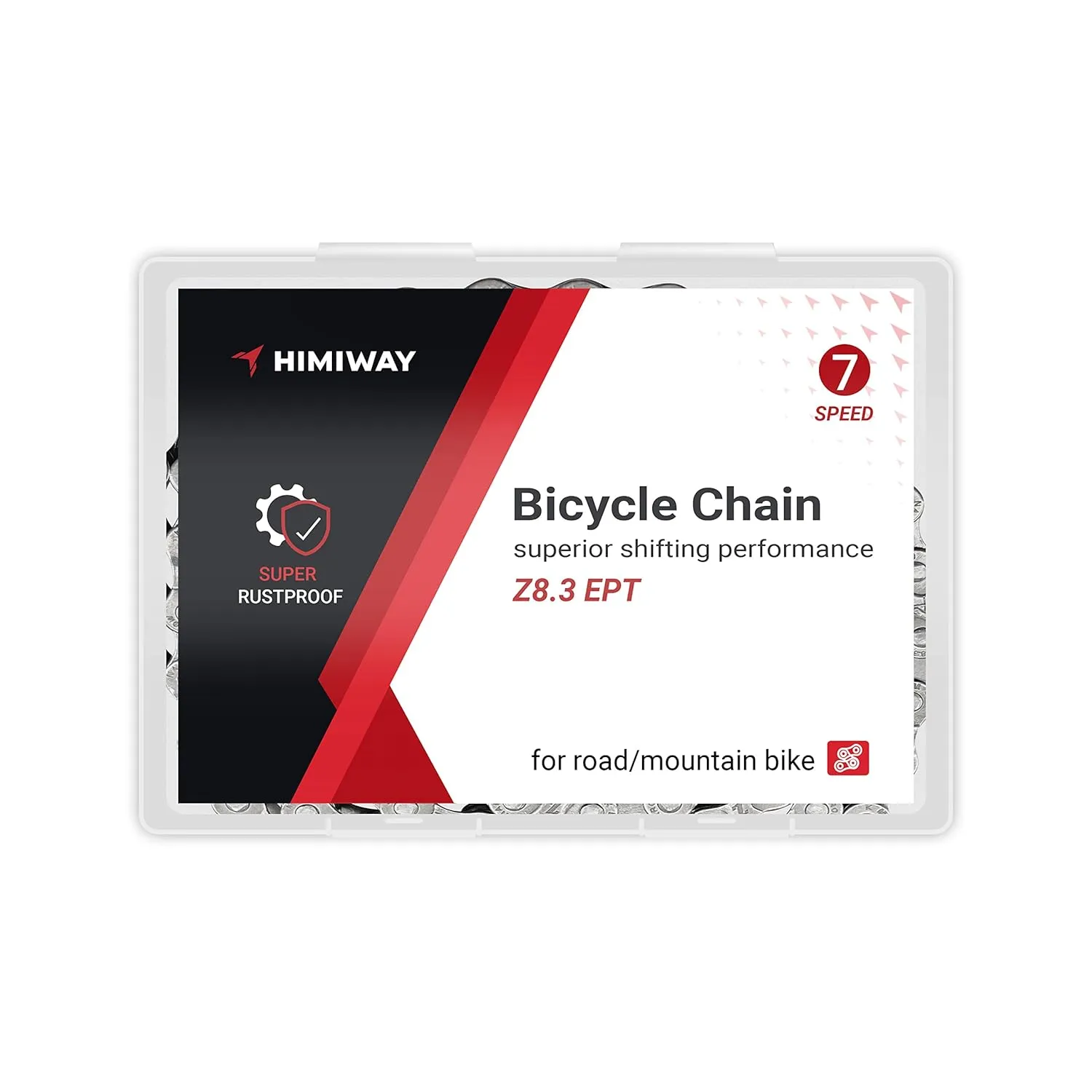 Himiway KMC Bike Chain 1/6/7 Speed Super Rustproof Z8.3 EPT with 1 Pairs Bicycle Magic Buckle, Reusable 120 Links 1/2 * 3/32 Inch Silver Gray Fits Multi-Speed Bikes