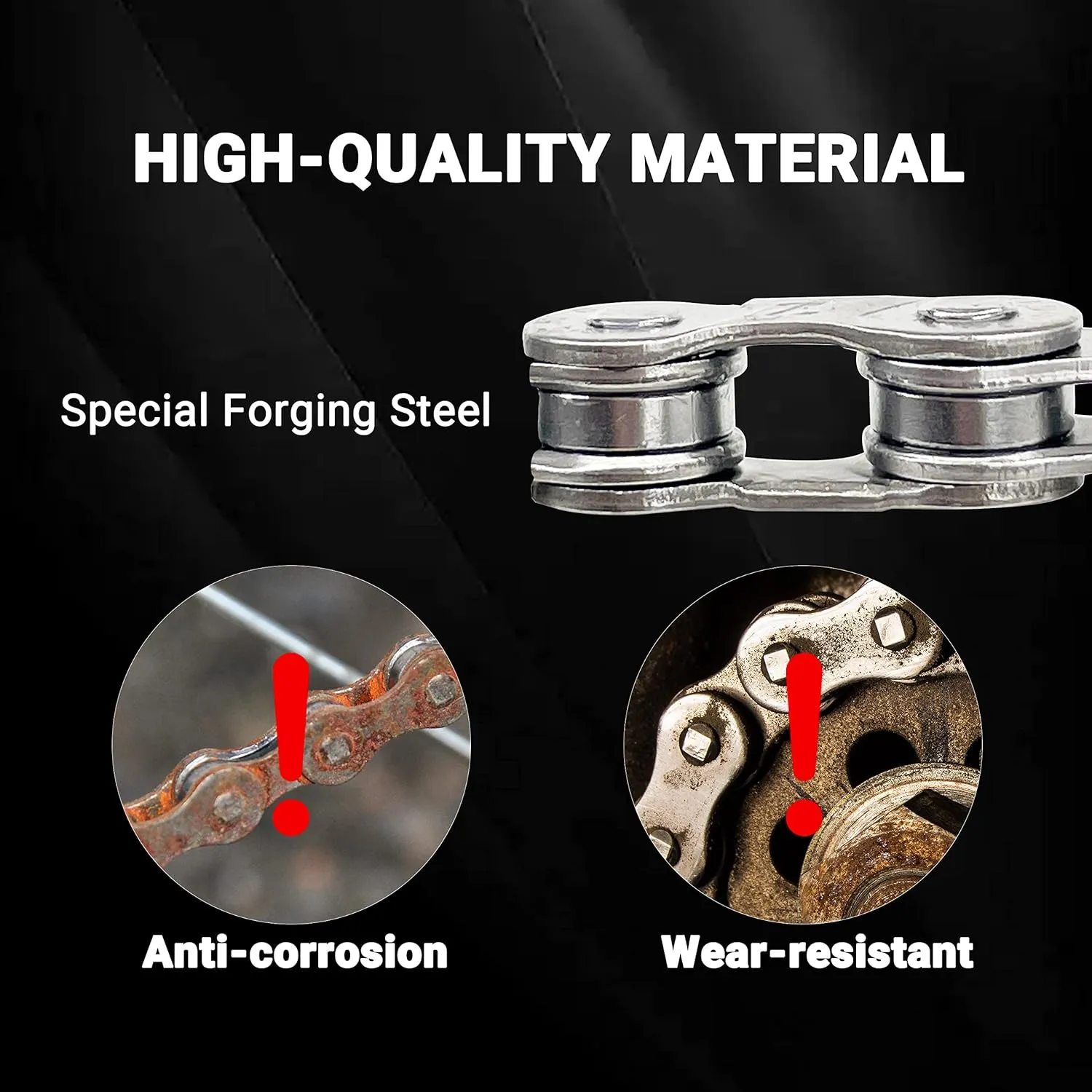 Himiway KMC Bike Chain 1/6/7 Speed Super Rustproof Z8.3 EPT with 1 Pairs Bicycle Magic Buckle, Reusable 120 Links 1/2 * 3/32 Inch Silver Gray Fits Multi-Speed Bikes