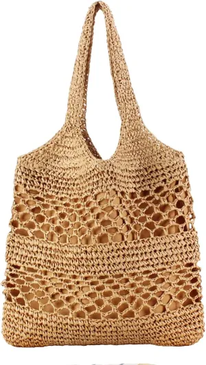 HJMND Straw Beach Bag,Cute Purses Shoulder Bag,Handmade Summer Beach Bags Straw Tote Bag For Beach Picnic Vacatio