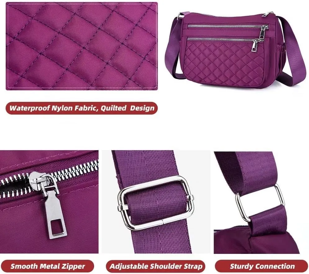 Hobo Bags for Women Casual Quilted Crossbody Purse Waterproof Shoulder Messenger Bag Lightweight Pocketbooks