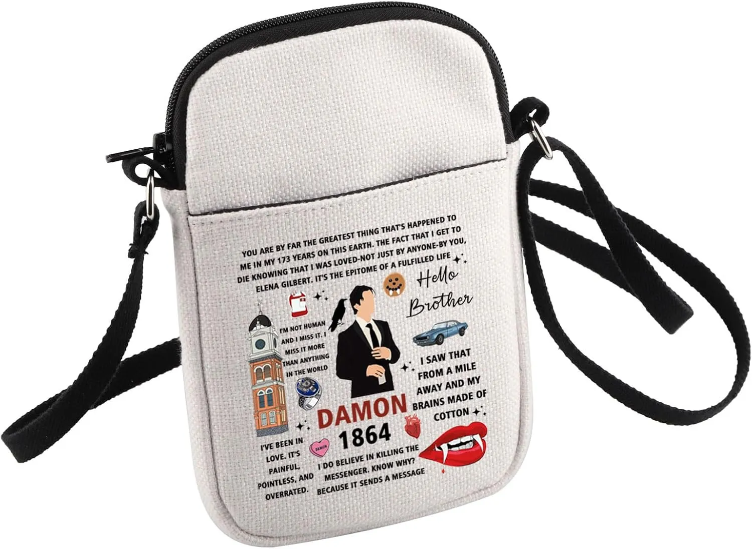 HOLLP Vampire Inspired Gift Damon 1864 Crossbody Bag Gift for Women Fans