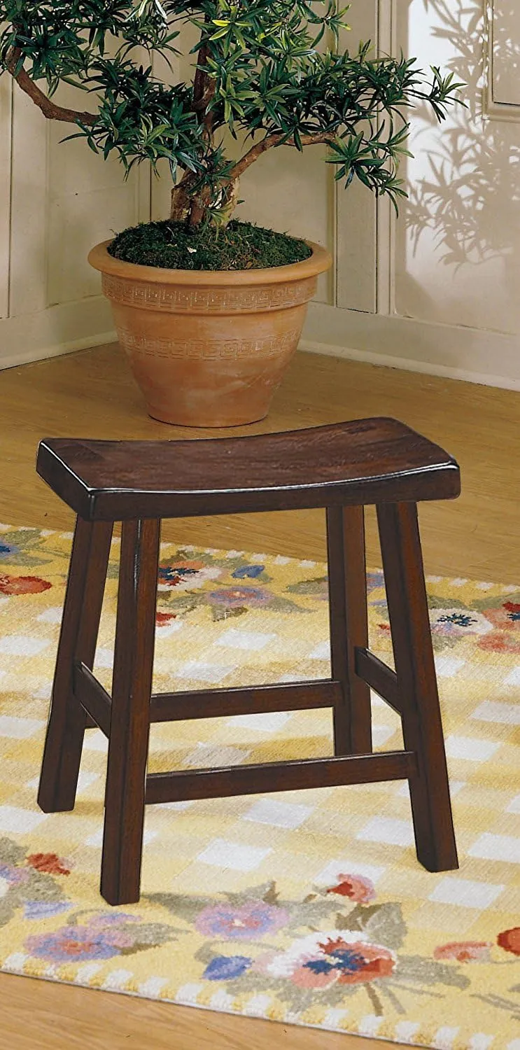 Homelegance Saddleback Dining Height Barstool (Set of 2), 17.5 Inch, Cherry