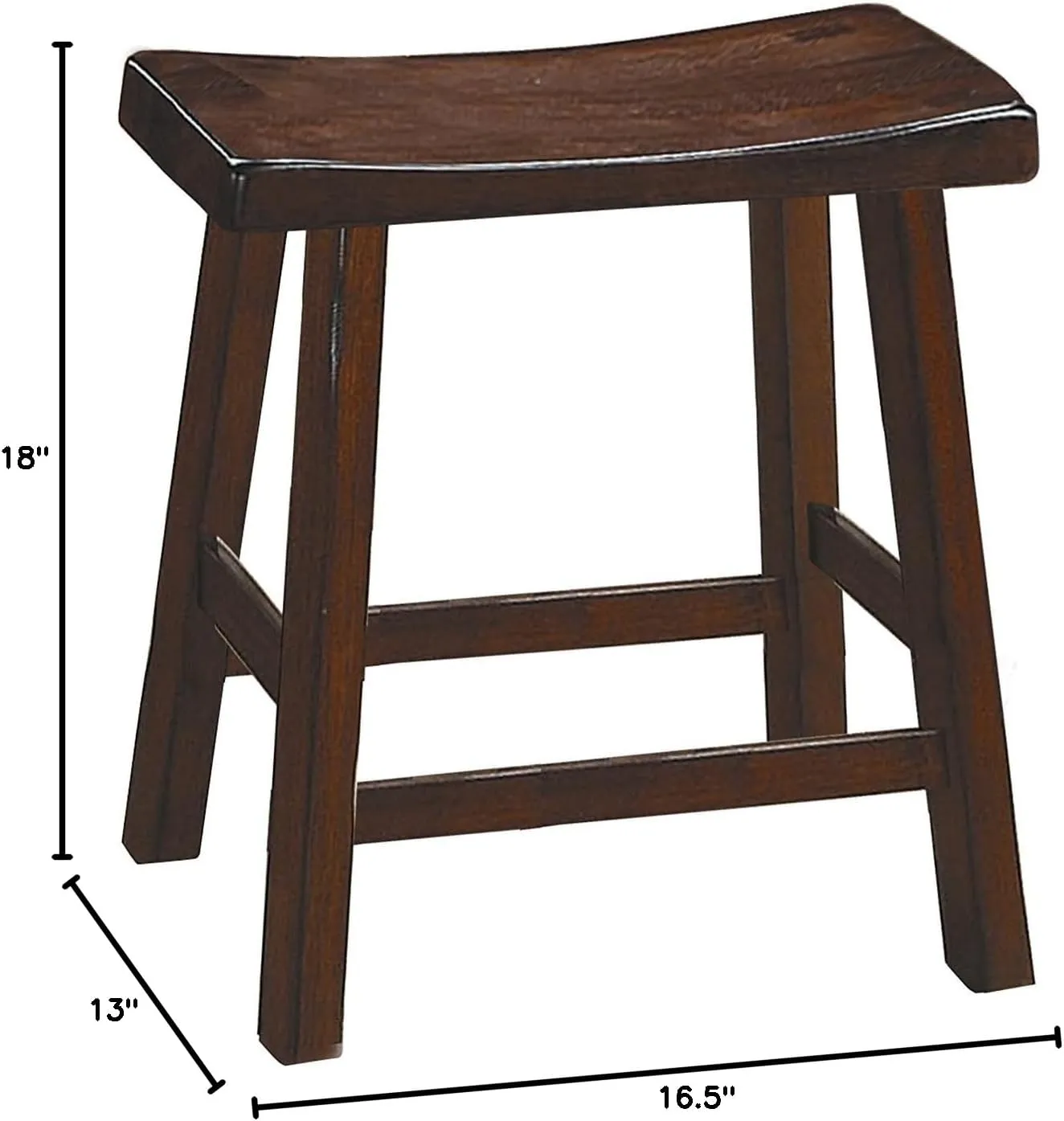 Homelegance Saddleback Dining Height Barstool (Set of 2), 17.5 Inch, Cherry