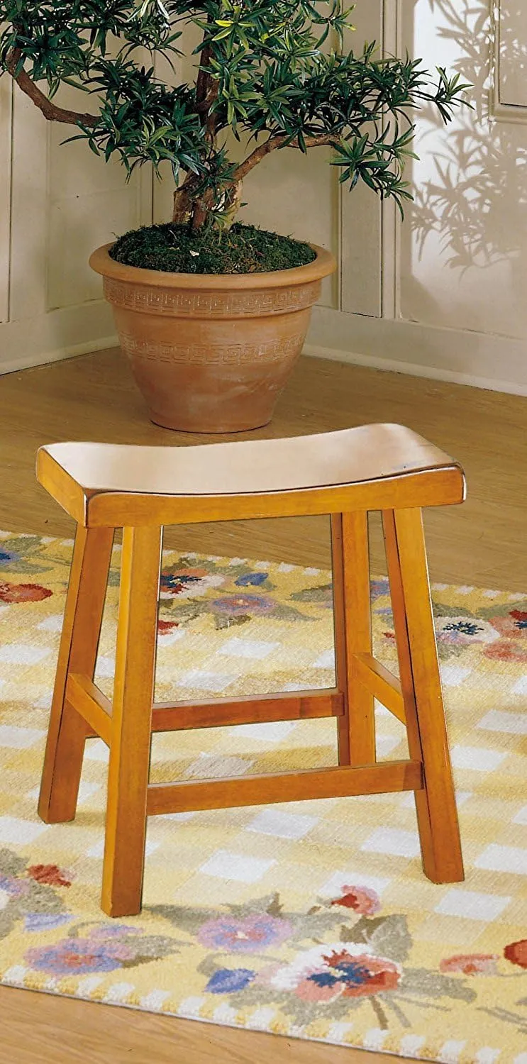 Homelegance Saddleback Dining Height Barstool (Set of 2), 17.5 Inch, Oak