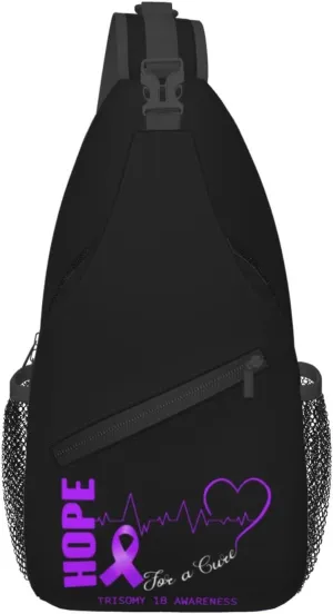 Hope For A Cure Trisomy 18 Awareness Crossbody Bags For Women Men Chest Backpack Gym Shoulder Bag Travel Outdoor Sports Casual Crossbody Bags