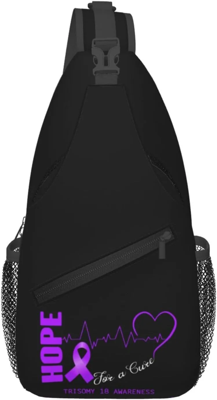 Hope For A Cure Trisomy 18 Awareness Crossbody Bags For Women Men Chest Backpack Gym Shoulder Bag Travel Outdoor Sports Casual Crossbody Bags