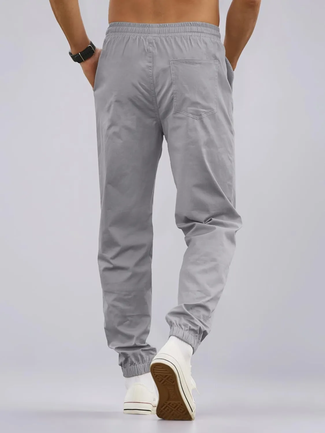 HOTake Men's Joggers Casual Lightweight Elastic Waist Drawstring Hiking Chino Pants Men