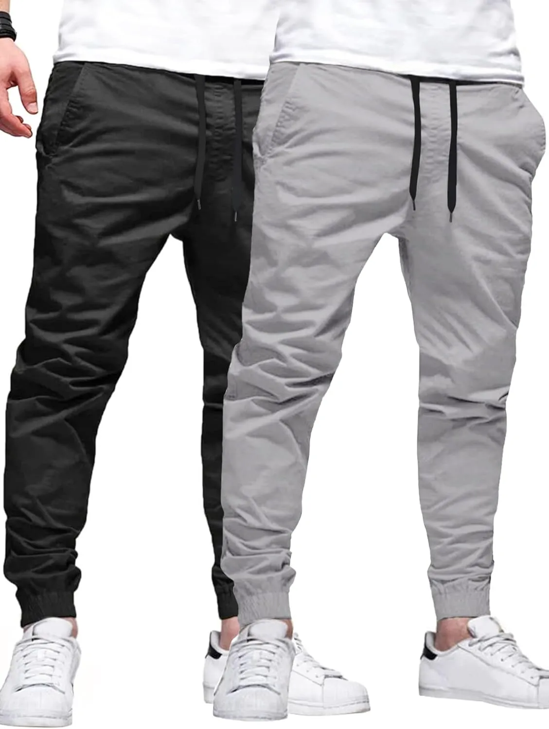 HOTake Men's Joggers Casual Lightweight Elastic Waist Drawstring Hiking Chino Pants Men