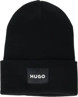 HUGO Men's Patch Logo Ribbed Beanie