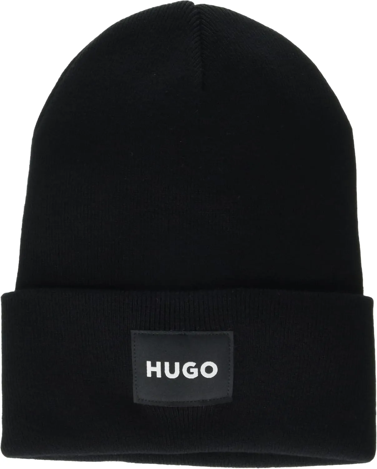 HUGO Men's Patch Logo Ribbed Beanie
