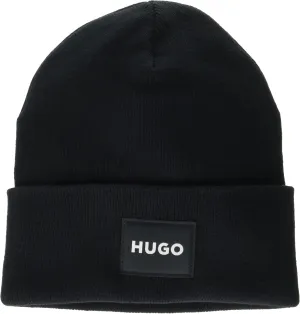 HUGO Men's Patch Logo Ribbed Beanie