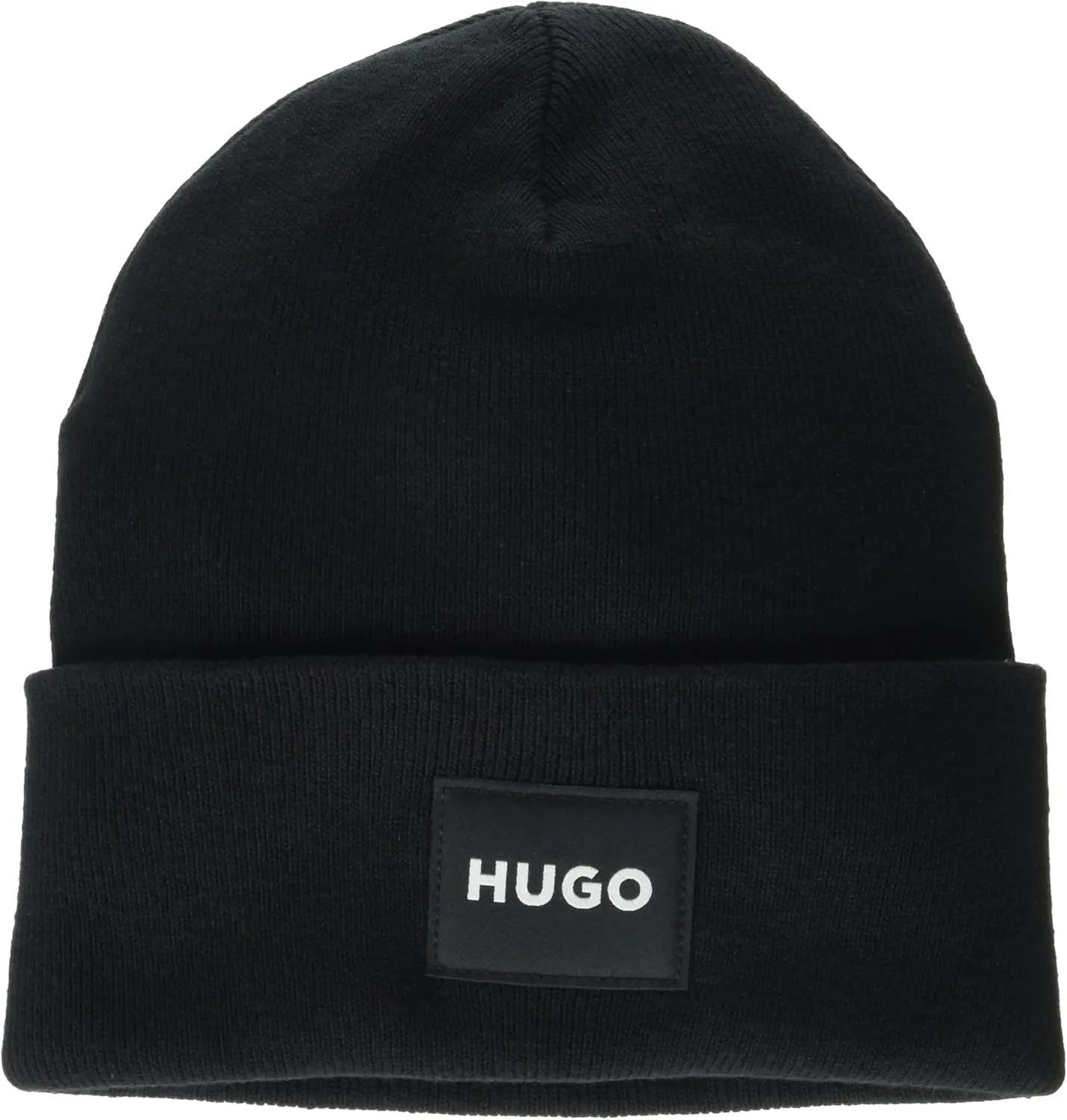 HUGO Men's Patch Logo Ribbed Beanie