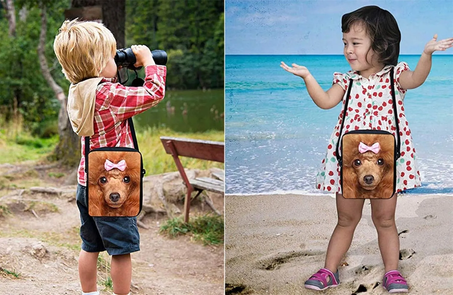 HUGS IDEA Mini Messenger Ba Black Corgi Crossbody Bag for Teen Girls Small Shoulder Handbag Clutch Purse Satchel Kids Schoolbag