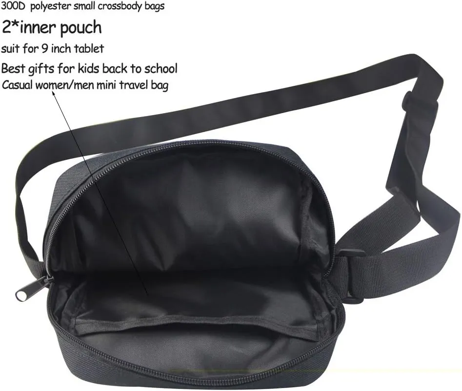 HUGS IDEA Mini Messenger Ba Black Corgi Crossbody Bag for Teen Girls Small Shoulder Handbag Clutch Purse Satchel Kids Schoolbag