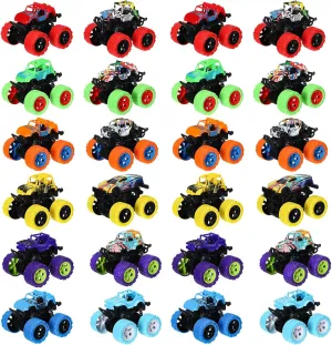 Hungdao 24 Pack Truck Toys Bulk for Girls Boys Mini Pull Back Truck Toy Push and Go Friction Powered Car for Kids Teens Stunts Toy Vehicles Playset for Birthday Gifts(Cool Style)