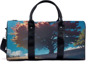 hurry sky red maple autumn Travel Duffel Bag for Woman Weekender Bag Man Tote Gym Bag Sport Gym Bag Hospital Bag for Labor and Delivery Overnight Bag Luggage Bag