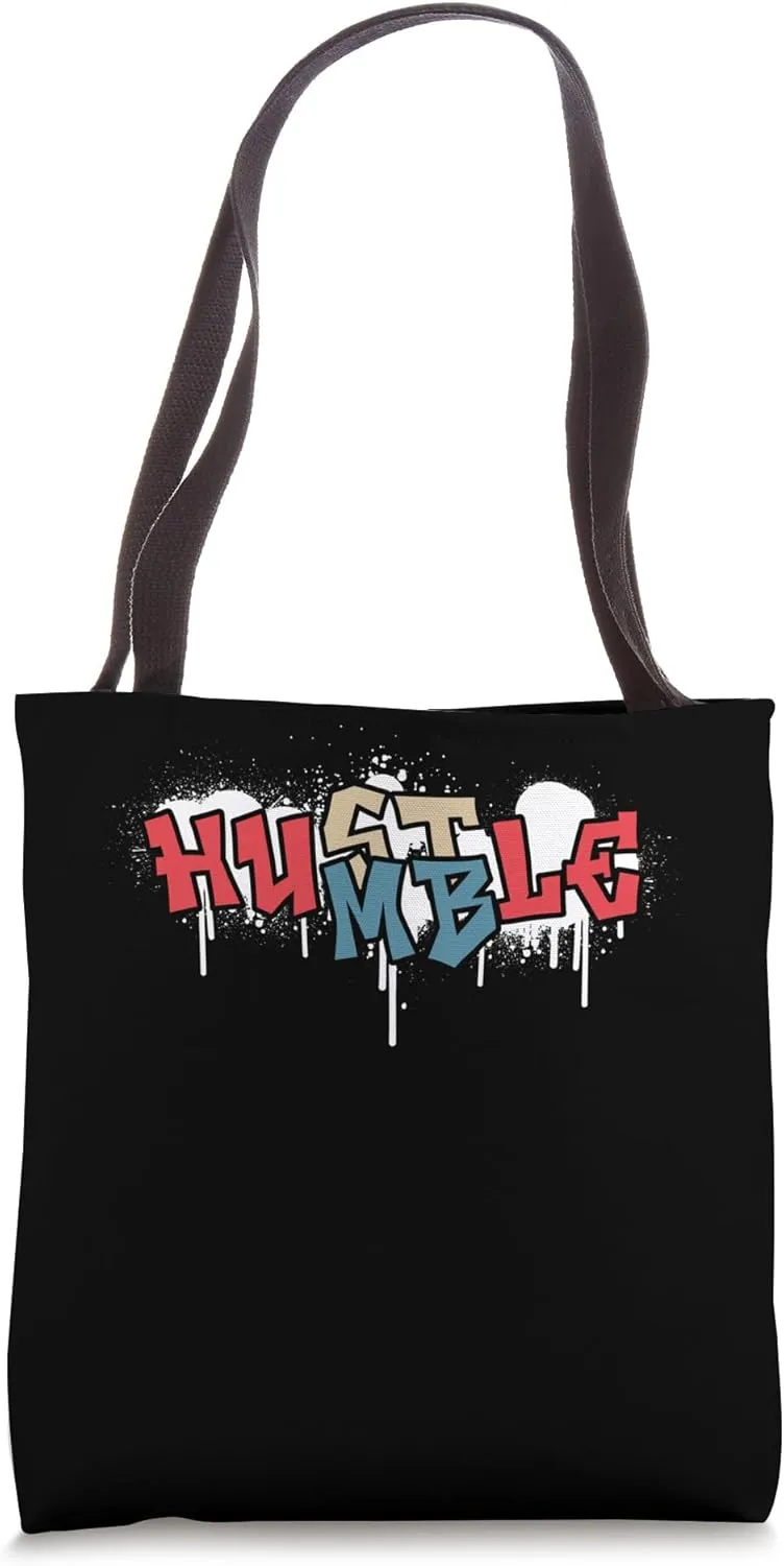 Hustle Humble Funny Graffiti Text Urban Street Style Tote Bag