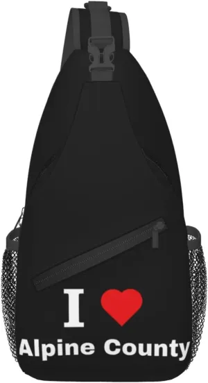 I Love Alpine County Crossbody Bags For Women Men Chest Backpack Gym Shoulder Bag Travel Outdoor Sports Casual Crossbody Bags