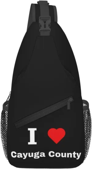 I Love Cayuga County Crossbody Bags For Women Men Chest Backpack Gym Shoulder Bag Travel Outdoor Sports Casual Crossbody Bags