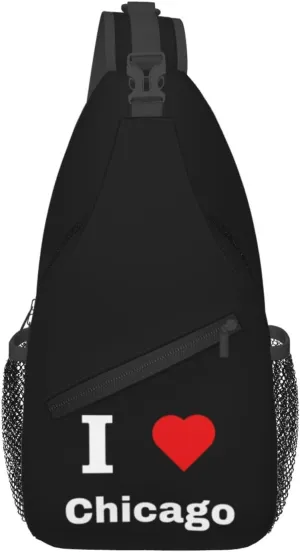 I Love Chicago Crossbody Bags For Women Men Chest Backpack Gym Shoulder Bag Travel Outdoor Sports Casual Crossbody Bags