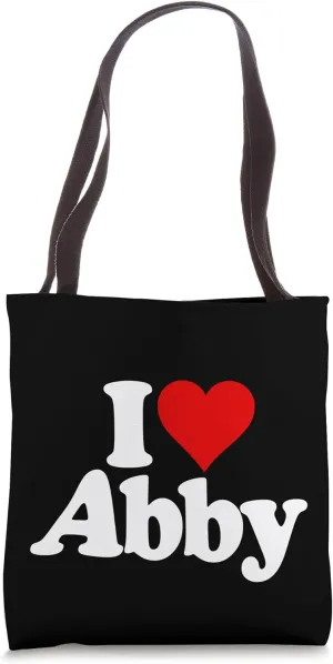 I LOVE HEART ABBY ABIGAIL NAME ON A TEE Tote Bag