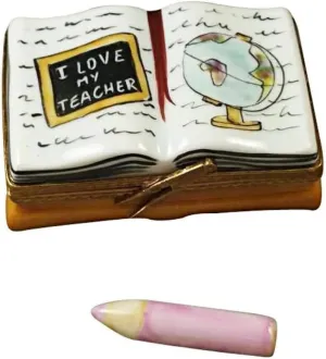 I Love My Teacher Book Limoges Box Figurine