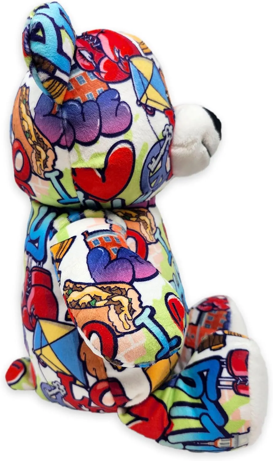 I Love Philadelphia Graffiti Teddy Bear Eco Friendly Stuffed Animal; Cuddly Soft Velboa Plush Animal for Kids 3 Years Old to Adults; Child-Safe Embroidered Eyes (10" Tall When Seated)