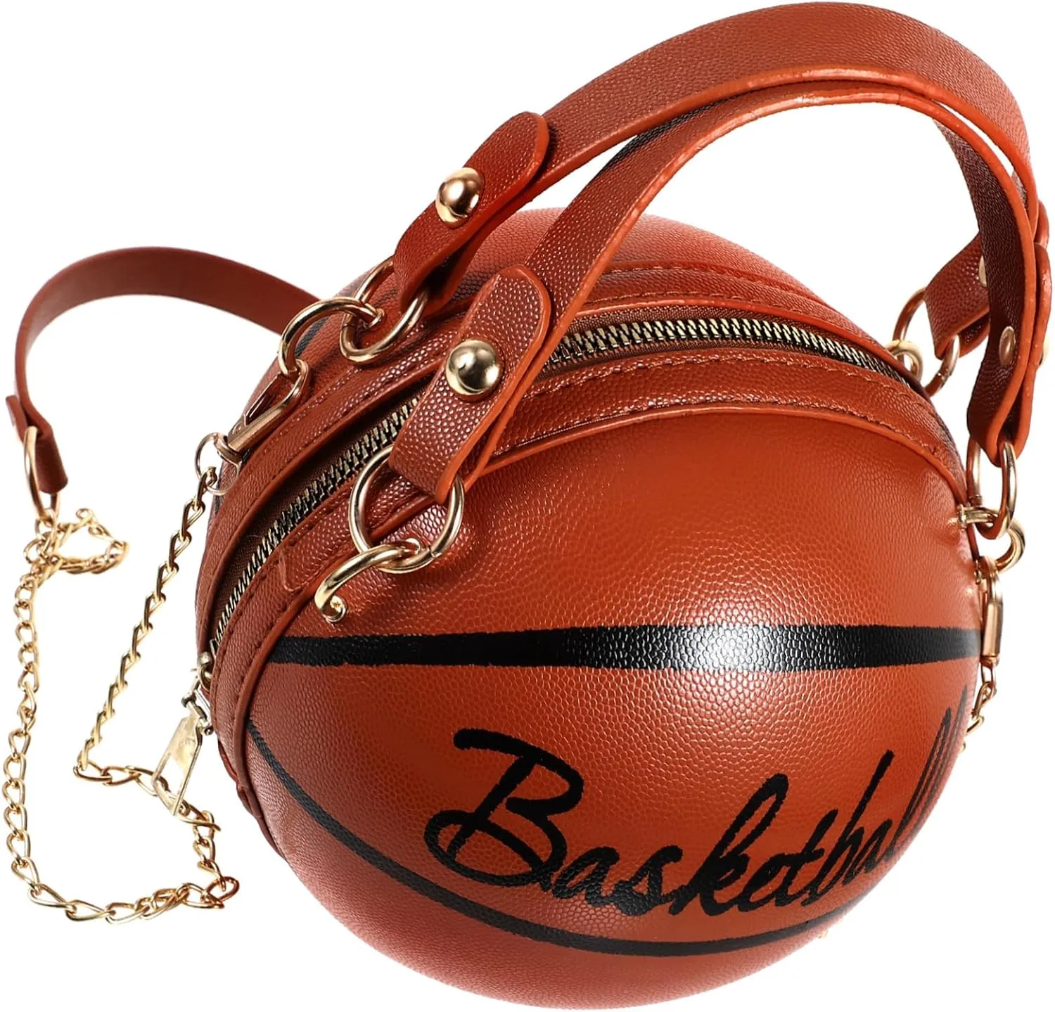IMIKEYA Basketball Shape Crossbody Bag Fashion Tote Handbag for Girls Basketball Accessories Trendy Zipper Pouch Large Capacity Beach Bag