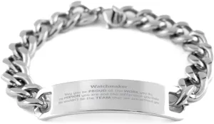 Inspirational Watchmaker Cuban Chain Stainless Steel Bracelet Gifts, Thank You Watchmaker Appropriate Birthday Christmas for Watchmaker, Friends, Coworkers Watchmaker We wouldn't be the team that