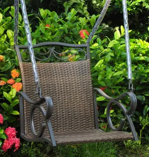 International Caravan Hanging Patio Swing in Antique Brown Finish