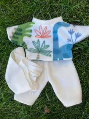 Ivory Dinosaur Sweatshirt, Scarf, And Pants. 16” Inch, Cabbage Patch Outfit, Cabbage Patch Doll Clothes. Fits Boy Dolls.No Doll!