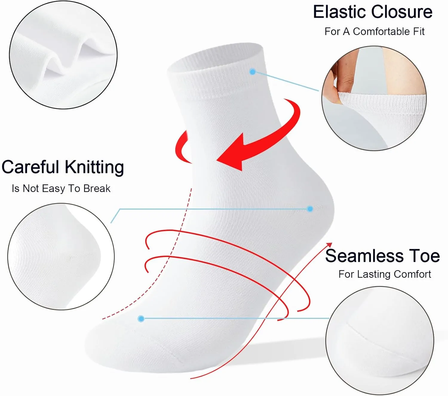 J-BOX Crew Socks for Women Casual Cotton Socks Soft Breathable Dress Socks 10 Pairs
