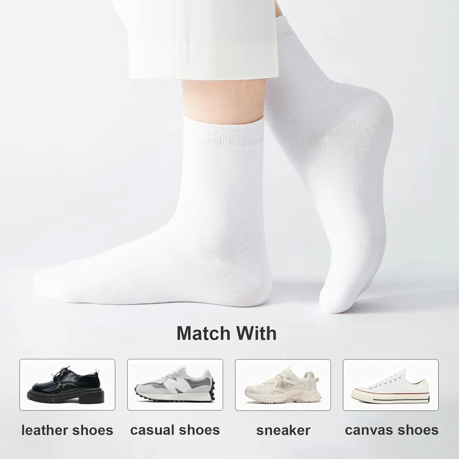 J-BOX Crew Socks for Women Casual Cotton Socks Soft Breathable Dress Socks 10 Pairs