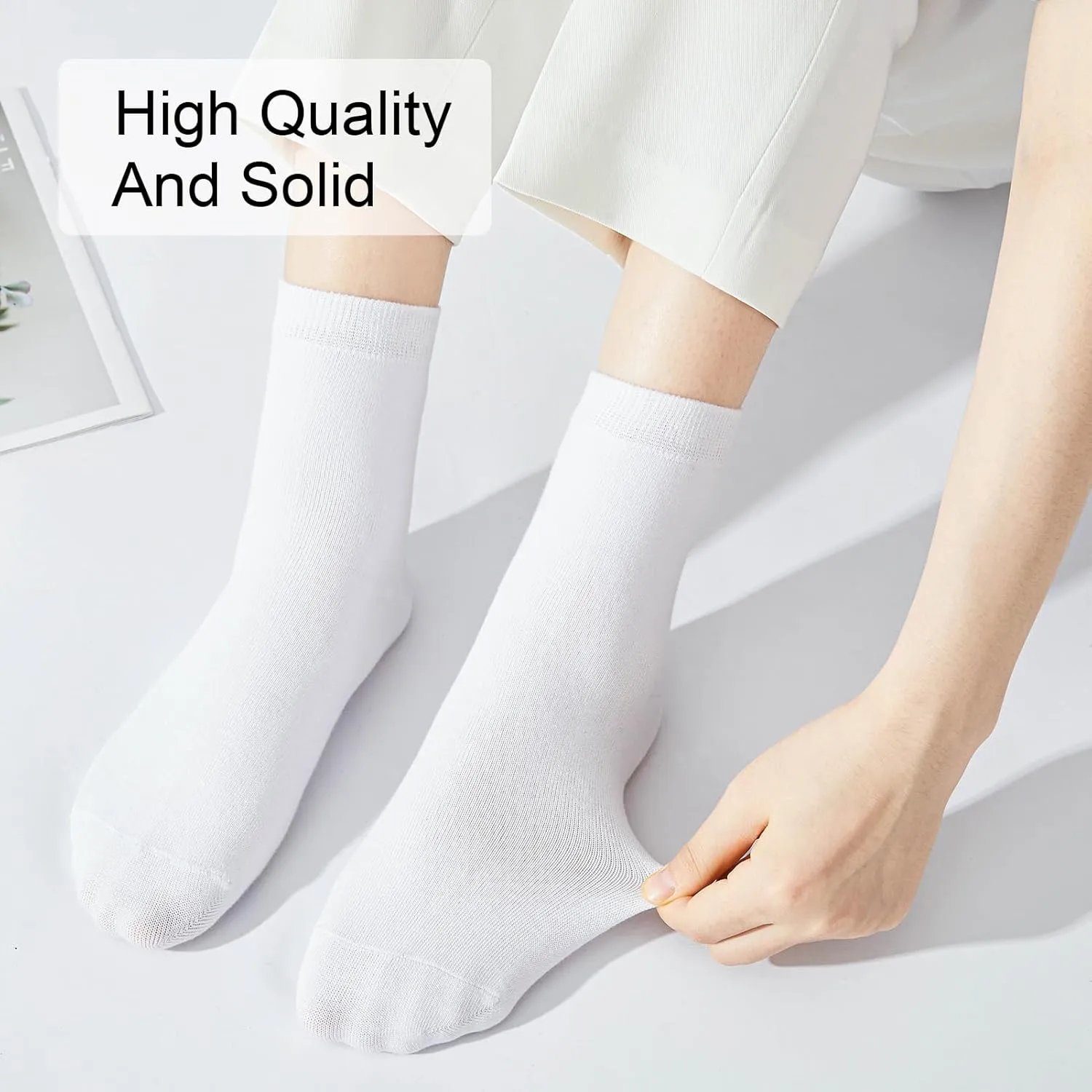 J-BOX Crew Socks for Women Casual Cotton Socks Soft Breathable Dress Socks 10 Pairs