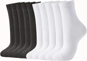 J-BOX Crew Socks for Women Casual Cotton Socks Soft Breathable Dress Socks 10 Pairs