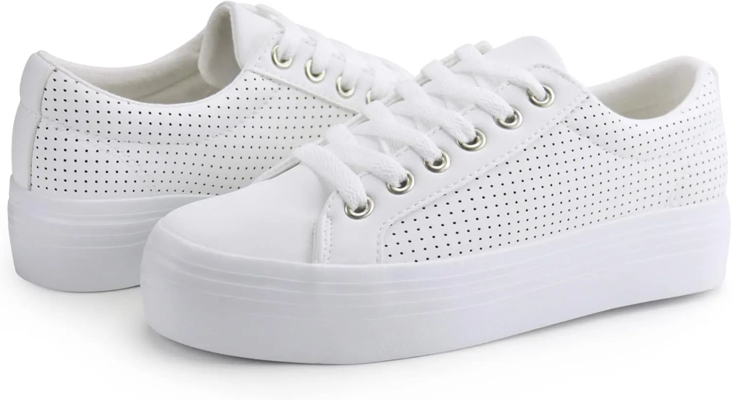 JABASIC Women Platform Sneakers Breathable Casual Lace Up Fashion Walking Shoes