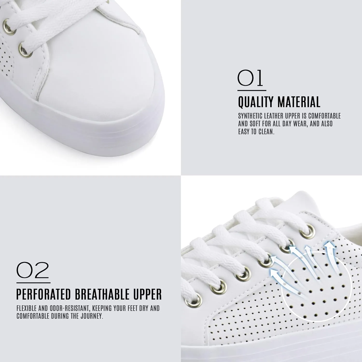 JABASIC Women Platform Sneakers Breathable Casual Lace Up Fashion Walking Shoes