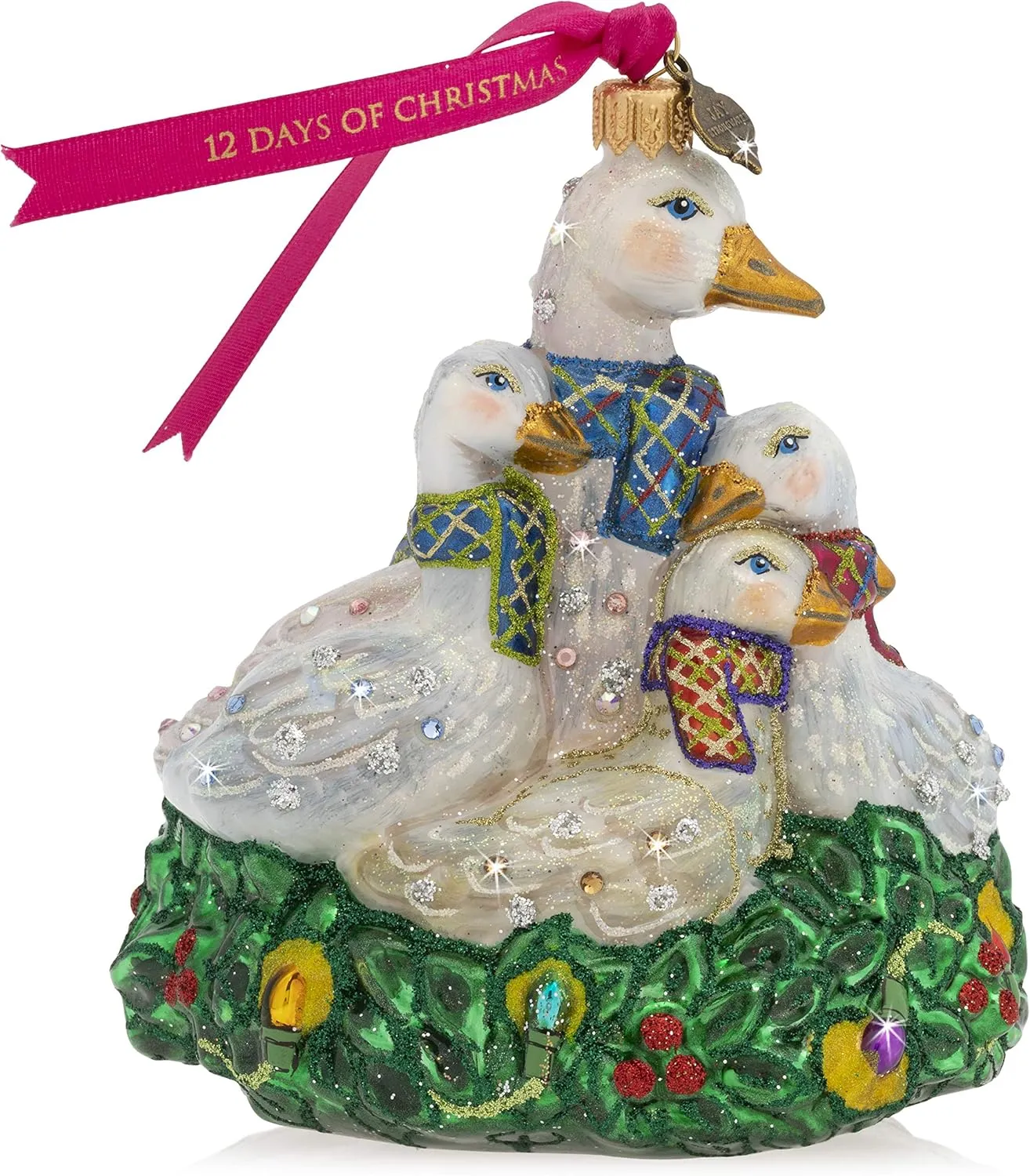 Jay Strongwater Six Geese of Laying Glass Ornament