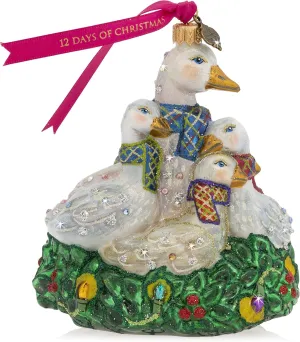 Jay Strongwater Six Geese of Laying Glass Ornament