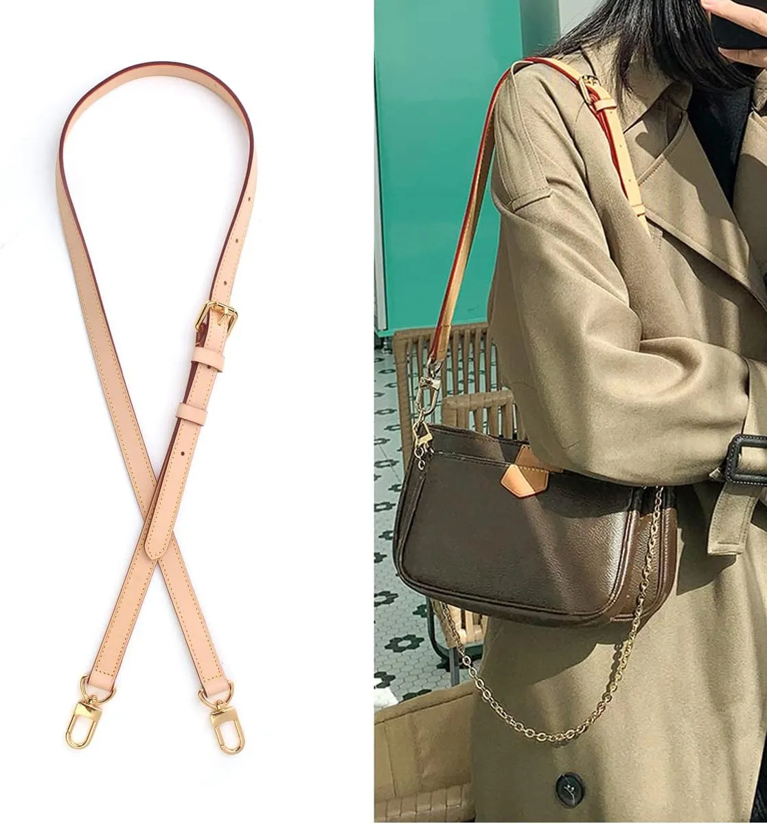 jiesinlov Vachetta Leather Replacement Crossbody Bags Strap Adjustable Shoulder Strap for Speedy 20 25 (0.70Width Adjustable 39.4-47.2Length)