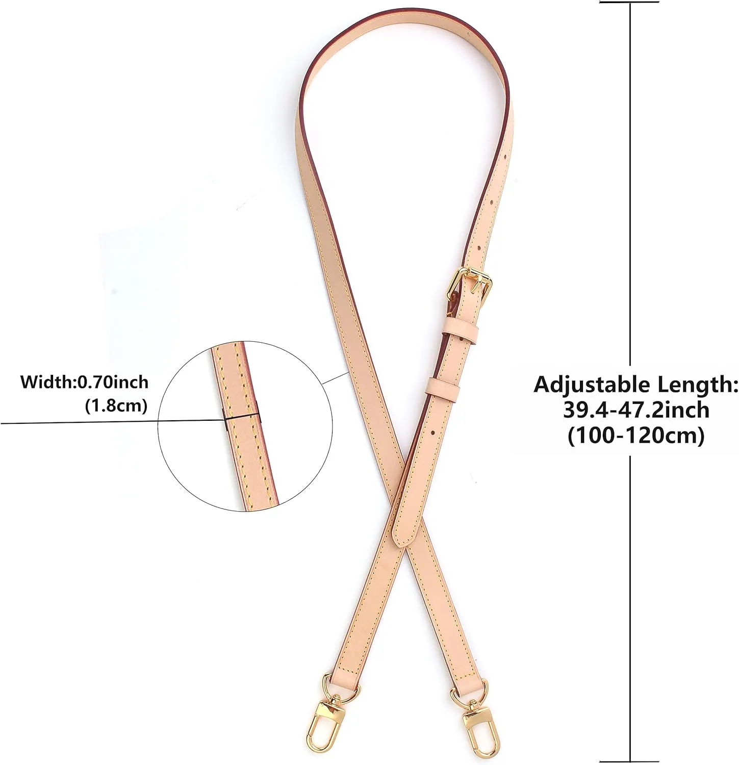 jiesinlov Vachetta Leather Replacement Crossbody Bags Strap Adjustable Shoulder Strap for Speedy 20 25 (0.70Width Adjustable 39.4-47.2Length)