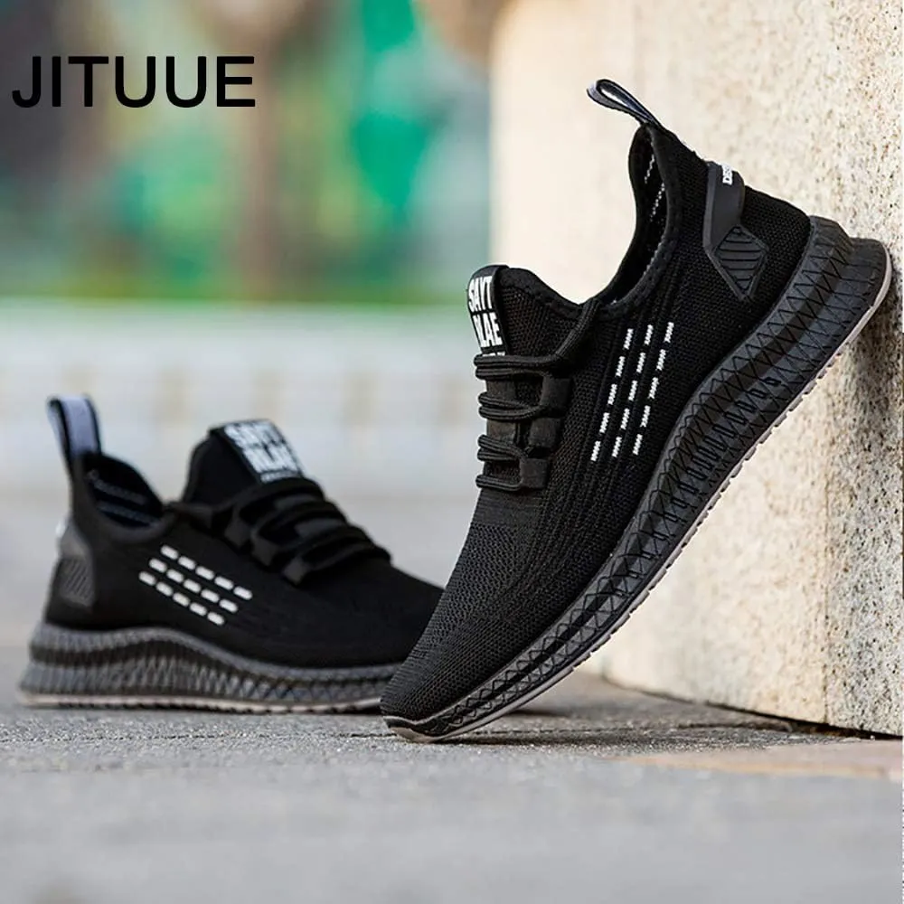 JITUUE Men's Sports Shoes Mesh Breathable Shoes Casual Non-Slip Fashion Running Lightweight Fly Woven Casual Shoes