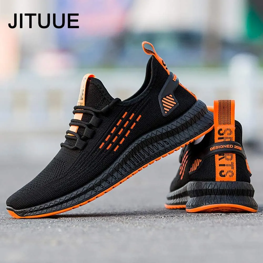 JITUUE Men's Sports Shoes Mesh Breathable Shoes Casual Non-Slip Fashion Running Lightweight Fly Woven Casual Shoes