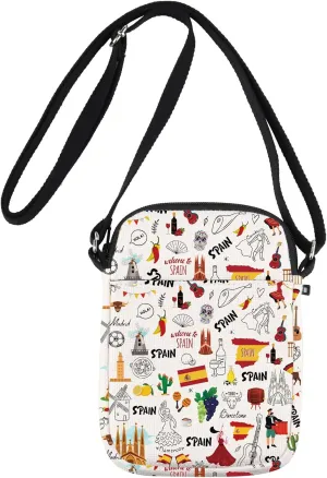 JNIAP Spanish Crossbody Bag Spain Trip Gifts Spain Themed Travel Purse Spain Crossbody Purse Spanish Shoulder Bag