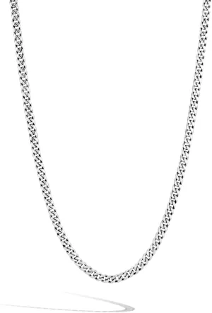 John Hardy Classic Chain Collection Men's Curb Chain Necklace, 3.9MM 925-Sterling Silver Luxury Chain Necklace for Men