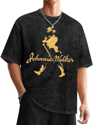 Johnnie Music and Walker Vintage Men's Tees Short Sleeve Breathable Shirts Crewneck Casual Soft T-Shirt